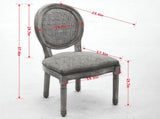 French Style Solid Wood Frame Antique Painting Linen Fabric Rattan Back Dining Chair,Faux Cane W1143P540086