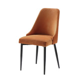 ZNTS Modern Sleek Design Velvet Fabric Orange Side Chair Set of 2 Black Finish Metal Legs Dining B011134424