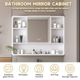 Aluminium Medicine Cabinet Mirror, 35 x 28 Inches Medicine Cabinet with 3 Colors LED Light and 11053490