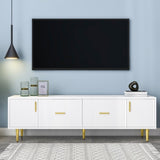 ZNTS U-Can Modern TV Stand with 5 Champagne Legs - Durable, Stylish and Spacious, TVs Up to 75'' WF300599AAK