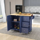 Rolling Mobile Kitchen Island with Drop Leaf - Solid Wood Top, Locking Wheels & Storage Cabinet 52.7 00868324