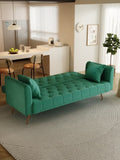 71 inch convertible love seat sofa, American retro green velvet, suitable for small living room, W165880949
