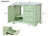 30-Inch bathroom vanity cabinet with ceramic basin, 3 drawers and adjustable shelves N729P176237L