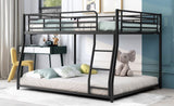 ZNTS Metal Floor Bunk Bed, Full XL over Queen, Black MF311038AAB