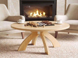 Round Coffee Table, 31.5 Inch Circular Center Table with Curved Cross Legs, Melamine Laminated MDF 33052553