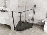 Goodyo 36 in. D x 36 in. W x 3.4 in. H Corner Drain Neo-Angle Shower Base Black, No Drain Kit D163147917