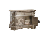 1 Drawer and 2 Wooden Doors Nightstand with Marble Top, Antique Silver B016P253506