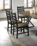 ZNTS Industrial Style Dining Room Side Chairs Set of 2pc Chairs Black and Dark Oak Finish Wooden Seat B011P208970