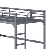 ZNTS Twin Metal loft Bed with Desk, Ladder and Guardrails, bookdesk under bed, Silver W1676105930