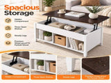 39.78 Inch Lift Top Coffee Table, Rectangle Lift Tabletop, Melamine Coated MDF, Hidden Storage & 3 88521535