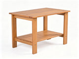 2-Tier Eucalyptus Wood Patio Side Table, Rustic Outdoor End Table with Slatted Tabletop & Bottom 67775423