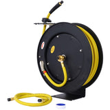 ZNTS Air Hose Reel Retractable 3/8" Inch x 50' Foot SBR Rubber Hose Max 300PSI Heavy Duty Industrial W46566955