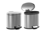2 Pack Bathroom Trash Can, 1.3 Gallon Stainless Steel Step Garbage Bin with Lid, Silver 72233778