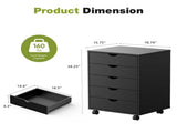 5-Drawer Portable Storage Cabinet on Wheels for Office, Bedroom & Home Organization, Black 80588449