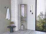 Nashville Corner Bar Cabinet Unit with Wine Glass Rack and Lower Cabinet, Concrete Gray B097P167443