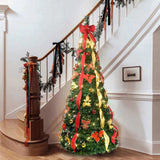 7.5FT Pop-Up Christmas Tree with 200 Warm White UL Lights Pre-Decorated with Red & Gold Ornaments, 92970321