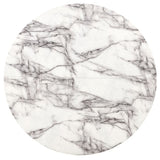 47 Round Dining Table for 4, Imitation White Marble Grain MDF Tabletop Modern Kitchen Table, 47 W1164P225840