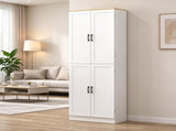 Freestanding 4-Door Kitchen Pantry Cabinet, Large Storage with Adjustable Shelves & Doors 91423401