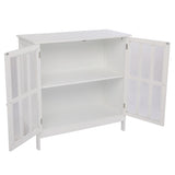 ZNTS FCH Transparent Double Door Side Cabinet White 44876940