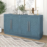 TREXM Sideboard with 4 Doors Large Storage Space Buffet Cabinet with Adjustable Shelves and Silver N715P192557M