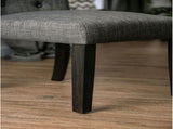 Classic Antique Black / Gray Set of 2 Side Chairs Button Tufted Linen Like Fabric Solid wood Chair B011104801
