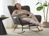 Teddy Fabric Wingback Glider Rocker & Ottoman Set, Nursery Nursing Rocking Chair with Side Storage 75497389