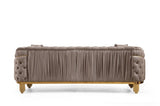 Modern Style Button Tufted Sofa Made of Wood and Gold Coated Metal Legs in Taupe Color 698781110416