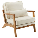 Oak Armrest Oak Upholstered Single Lounge Chair Indoor Lounge Chair Off-White 68954457