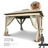 Outdoor 11x 11Ft Pop Up Gazebo Canopy With Removable Zipper Netting,2-Tier Soft Top Event W41932833