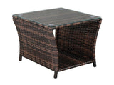 Glass Surface Brown Gradient Iron Frame Rattan Side Table 38666142