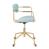 Demi Contemporary Office Chair in Gold Metal and Light Blue Velvet by LumiSource B202P223898