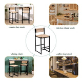 Honey Bar Stools Set of 2 Paper Rope Weave Dining Chairs with Back Hand Weave Stools for Kichen W1757138691