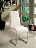 ZNTS Contemporary White Padded Leatherette 2pc Side Chairs Set of 2 Chairs Kitchen Dining Room Metal B01158418