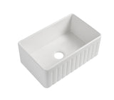 ZNTS Fireclay 30" L X 18" W Farmhouse Kitchen Sink with Grid and Strainer JY8255WH