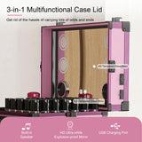 Portable Nail Art Table w/ LED Mirror, Bluetooth, Lockable Drawers, Telescopic Pole - Folding 33155804
