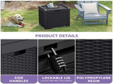 35 Gallon Resin Outdoor Deck Box, Lockable Waterproof UV Resistant Storage Container for Patio 62116096