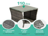 Outdoor Patio Wicker Side Table, Square End Table Bistro Coffee Table with Glass Top Storage Shelf 76160910