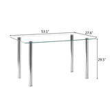 ZNTS Simple Assembled Transparent Glass & Iron Dinner Table 68778429