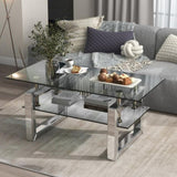 ZNTS W 39.4" X D 19.7 " X H 17.7" Transparent tempered glass coffee table, coffee table 05193550