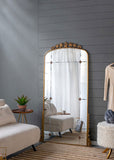 76" x 40" Lavish Full Length Mirror, Antique Gold Metal Floor Mirror for Living Room, Bedroom W2078124335