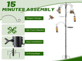 93inch Iron Bird Feeder With Six Hooks, Bird Feeder Black Courtyard 44782895