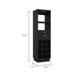 Classic Bar Cabinet, Two Drawers, Twelve Built-in Wine Rack-Black B07091835
