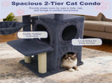 Dark Gray 33.5" Multi-Level Cat Tree with 2-Tier Condo, Sisal Scratching Posts & Anti-Toppling 77833492