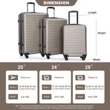 3 Piece Luggage Sets ABS Lightweight Suitcase with Two Hooks, Spinner Wheels, TSA Lock, 74309994
