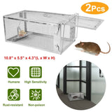 2 pcs Humane Mouse Trap, High Sensitivity Gravity Pedal Auto-Lock Rodent Trap - Sturdy Galvanized 34528189