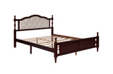 Queen Pine wooden Bed with Upholstered Headboard Panel Footboard, with Two Bed Rail Support Feet W504P181801