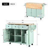 Kitchen Cart with Rubber wood Drop-Leaf Countertop ,Cabinet door internal storage racks,Kitchen WF298028AAE