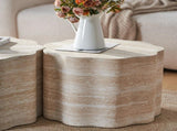 Set of 2 Round Coffee Tables for Living Room, Faux Mars Pattern Modern Minimalist Side Tables Accent W3040P382320