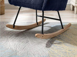 Dark Blue Teddy Fabric Wingback Glider Rocker with Side Storage Pocket, Soft Comfy Nursing Rocking 30115103