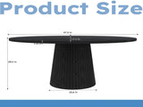 47 inch Round MDF Dining Table for 4, Modern Farmhouse Kitchen Table with Wood Strip Base, Black 49913850